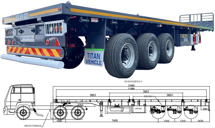 Tri Axle 40 ft Container Transport Platform Semi Trailer for Sale In Uganda