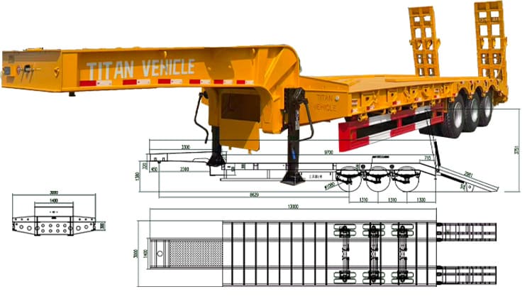 3 Axle Low Bed Trailer Manufacturers Price for Sale in Uganda