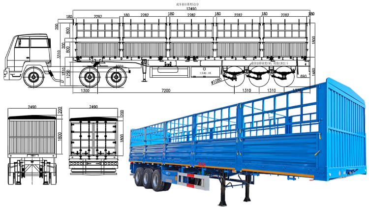 Livestock Flatbed Fence Semi Trailer for Sale in Uganda